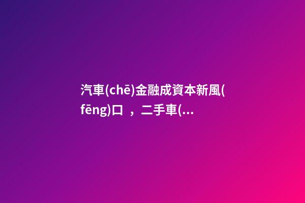 汽車(chē)金融成資本新風(fēng)口，二手車(chē)服務(wù)崛起！